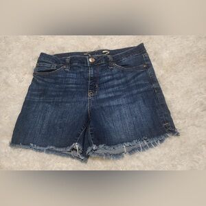 Seven7 ShortS High-rise Darkwash Some Distressing Stretch Raw Hem EUC